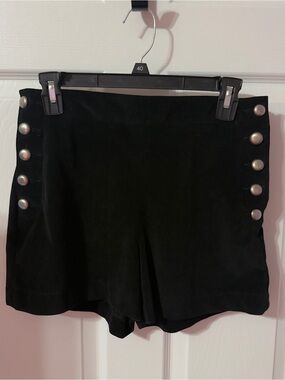 High-Waist Black Women's Shorts with Side Button Accents